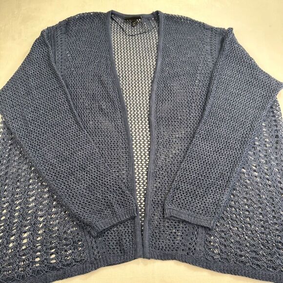 Lane Bryant Knit Navy Blue Cardigan Sweater Swim cover resort wear 26 / 28 - Picture 2 of 14
